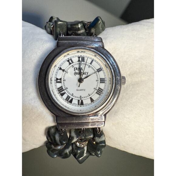 Rare Erica Courtney Women’s Watch – 1990s Quartz w/ Green Jasper Stone Bracelet main image 5
